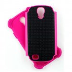 Wholesale Samsung Galaxy S4 Gummy Shell Case (Black-HotPink)